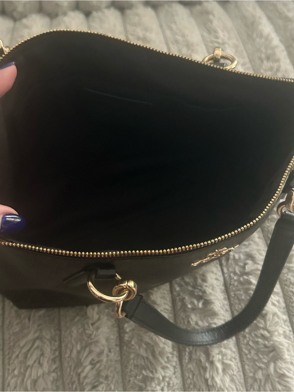 Coach Signature Zip Top Satchel Black Canvas Leather Crossbody Tote F28989 - Picture 4 of 5